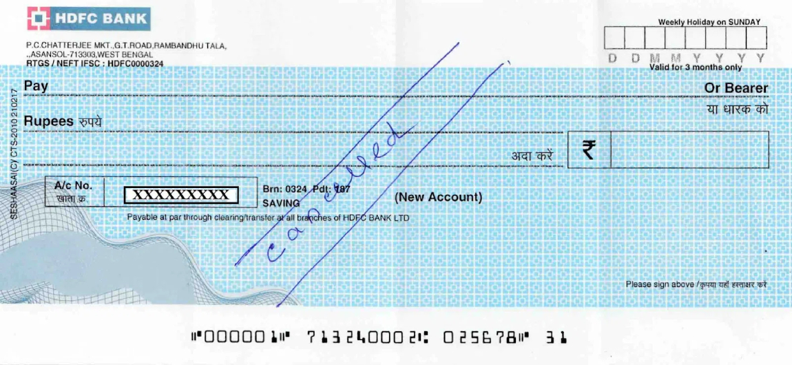 Cancelled Cheque Example
